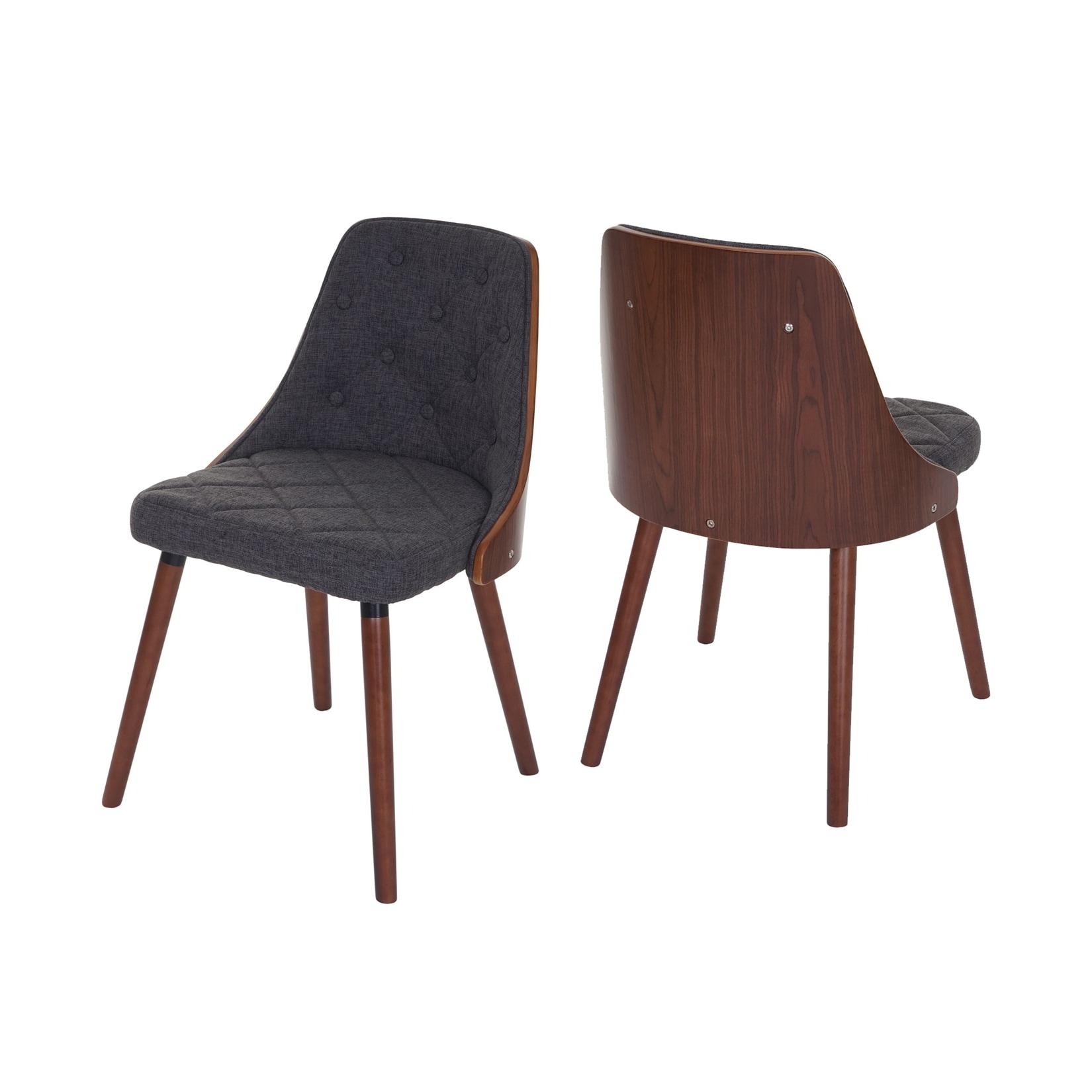 2er-Set Esszimmerstuhl MCW-A75, Besucherstuhl Küchenstuhl, Walnuss-Optik Bugholz ~ Textil grau
