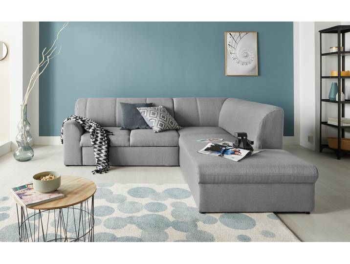 Ecksofa, Struktur, Hellgrau, 237×200 cm, Ottomane Rechts, Klassisch, Domo-Collection