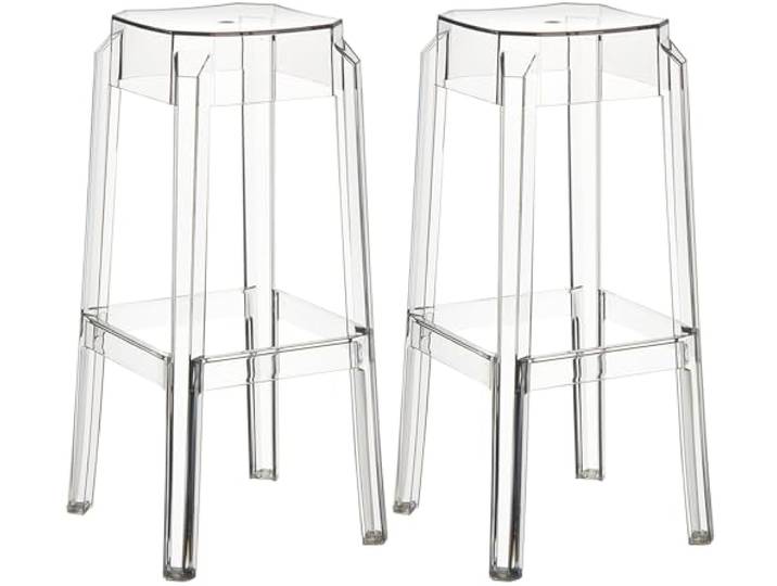 CLP 2er Set Barhocker Fox I Stapelbarer Barstuhl aus hochwertigem Kunststoff I Wetterbeständiger Tresenhocker I Sitzhöhe 75 cm Farbe transparent