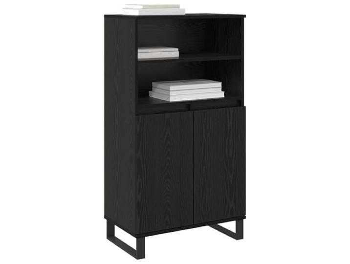 KTHLBRH Anrichte schwarz 60 x 36 x 110 cm aus mehrschichtigem Holz Verstellbare Einlegeböden, bündige Türen, modernes Design, Wohnzimmeraufbewahrung