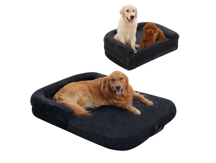 Lit pliable pour chien pour adultes et enfants, canapé-lit en peluche pour grands chiens, canapé-lit lavable pour animaux de compagnie avec fond antidérapant, accessoires pour chiens