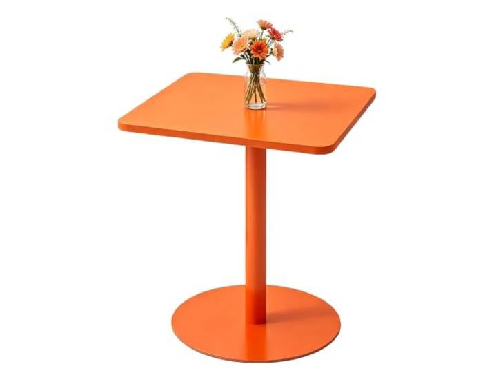 Yopappol Tragbarer, Kompakter Beistelltisch Mit Sockel, Einbeiniger Akzenttisch Mit Quadratischer Platte, Mehrzweck-Beistelltisch Für Lesen, Essen, Arbeiten(Orange,60x60x73cm)
