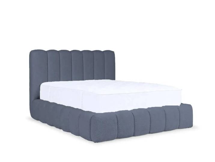 Lit coffre tissu chenille 160x200cmcm bleu