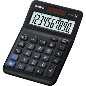 Casio Taschenrechner MS 10 F, MwSt-Berechnung, 10-stelliges LC-Display, Solar- & Batteriebetrieb