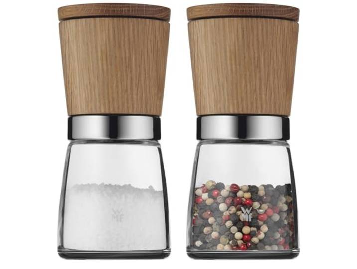 WMF Ceramill Nature Salz und Pfeffermühle Set 2-teilig, Gewürzmühle holz, unbefüllt, für Salz, Pfeffer, Chilli, Salzmühle, Pfeffermühle Holz, Grinder, Keramikmahlwerk
