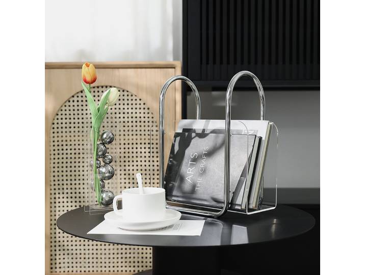 Ornements de stockage de bureau en acrylique à double poignée, accessoires modernes pour la décoration de la maison, salon, plancher, étagère, escales, bureau