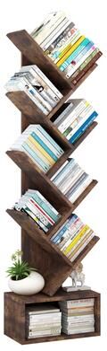 GlowSol 8-Tier Wooden Tree Bookshelf with Storage