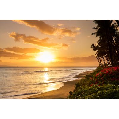 Fototapete PAPERMOON "Tropical Sunset Kaanapali Beach", bunt, B:3m L:2,23m, Vlies, Tapeten
