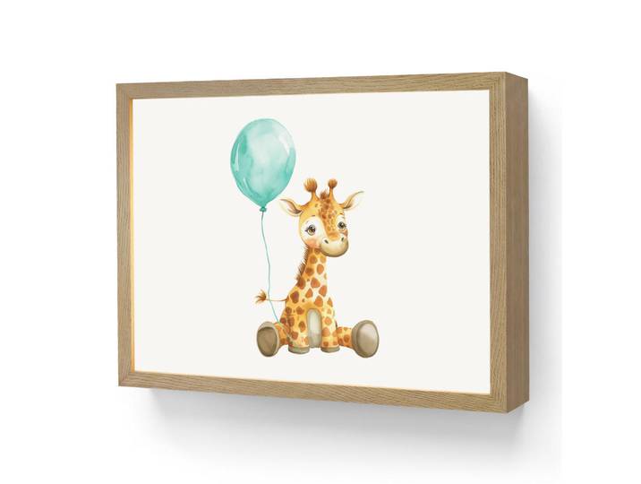 OnlyWow Wandleuchte MIT Akku Giraffe - Baby - Tiere - Blauer Ballon 40x30 cm, Weiß, Rechteckig, LED integrated, 40x30x8 cm, Lampen & Leuchten, Innenbeleuchtung, Wandleuchten