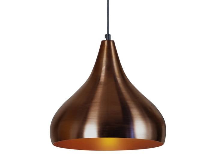 Suspension métal noir abat-jour bronze et cuivre