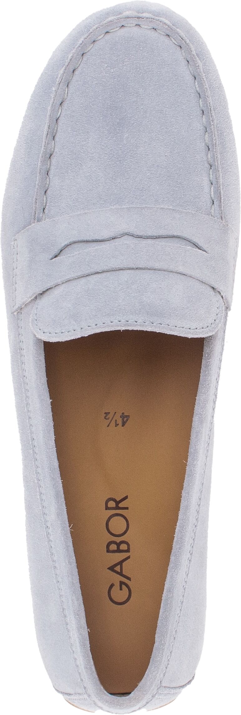 Mokassin GABOR, Damen, Gr. 36, Textil, grau (hellblau), Veloursleder, Schuhe Mokassin, Slipper, Bequemschuh, Flats mit modischem Zierriegel