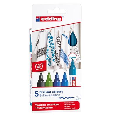 edding T-Shirtmarker 5 Stück sortiert kalte Farben