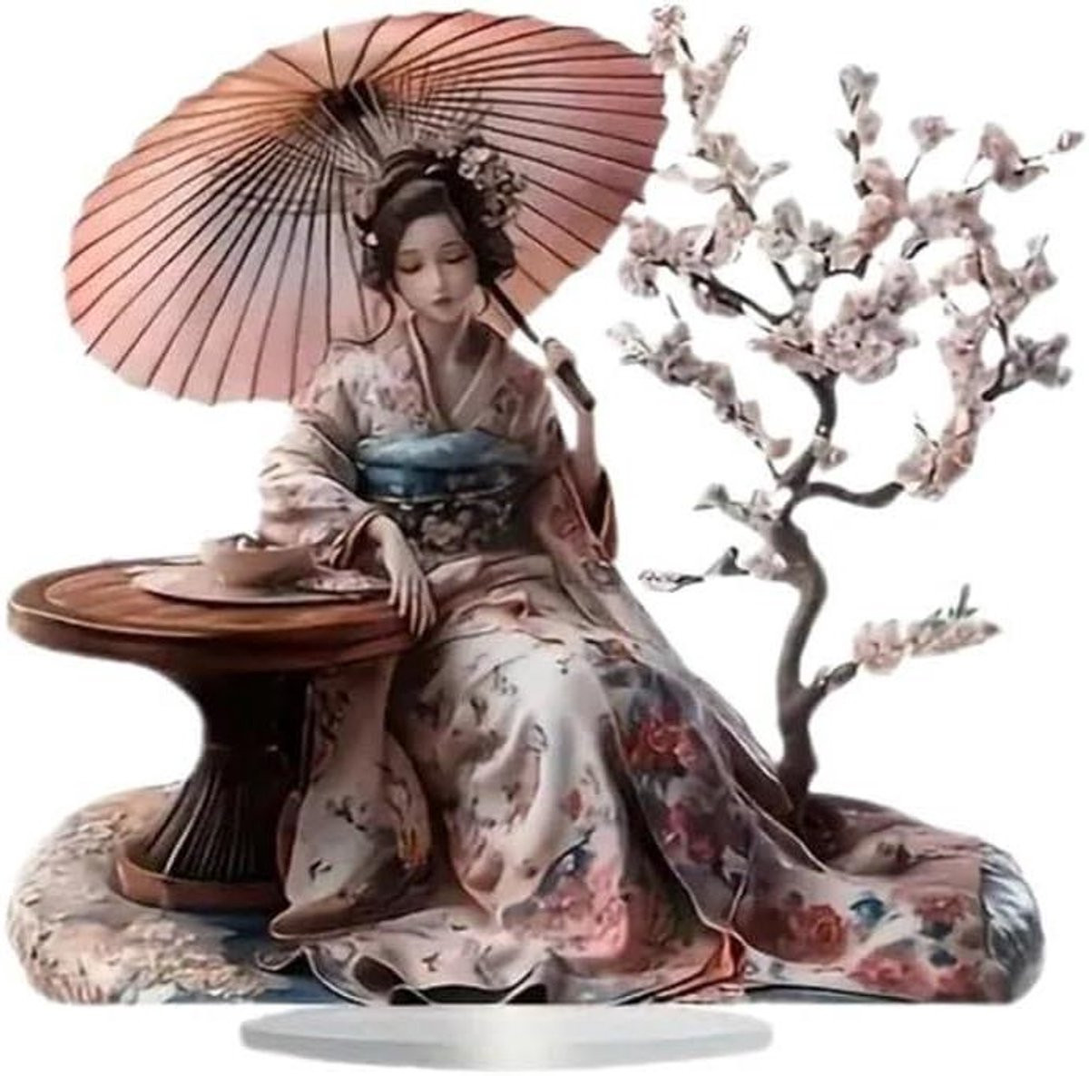 Geisha Figuur - Kleurrijk Acryl Ornament voor Bureau Decoratie