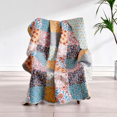 Carlie Patchwork Quilted Throw Blanket by Greenland Home Fashions in Calico Patches (Size OS)