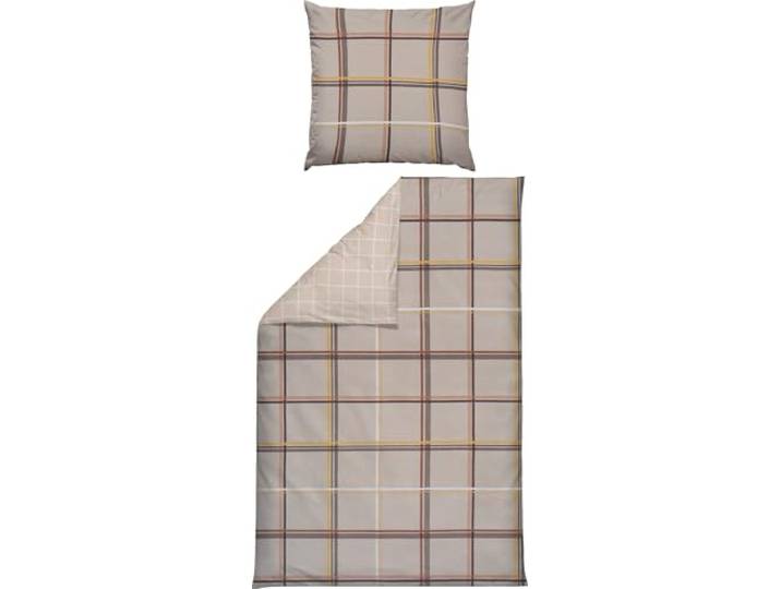 Erwin Müller Wendebettwäsche Edelflanell Karo beige Größe 80x80 cm / 135x200 cm - Flauschiger Stoff für kalte Wintermonate, temperaturausgleichend und pflegeleicht, mit Reißverschluss