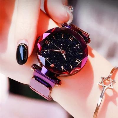 Uplift Essentials Womens Starry Sky Quartz Watch With Magnetic Mesh Strap purple