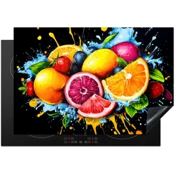 HERDABDECKPLATTE Obst - Graffiti - Bunt - Orange - Erdbeere - Abstrakt Induktionsmatte 77x51 cm