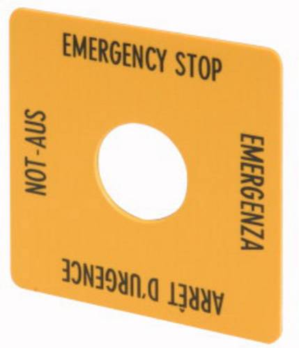 Eaton M22-XYK1 216484 Bezeichnungsschild (B x H) 50mm x 50mm NOT-AUS (de, en, fr, it) Gelb 1St.