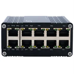 Exsys Industr. Mini PoE-Switch 10x 1 Gbps (10 Ports), Netzwerk Switch, Schwarz