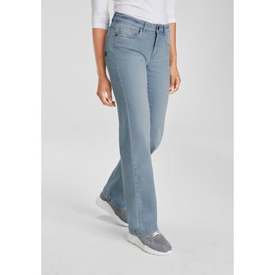 Gerade Jeans ARIZONA, Damen, Gr. 44, N-Gr, blau (bleached), Denim/Jeans, Obermaterial: 98% Baumwolle, 2% Elasthan, Basic, gerade lang, Jeans, weite Beinform, Used-Look-Waschung, hohe Taille