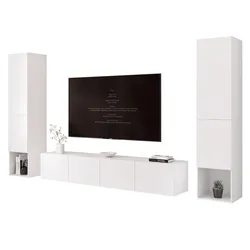 WOHNWAND ANGEL LINE II 3-teilig, mit LED-Beleuchtung, Weiß matt