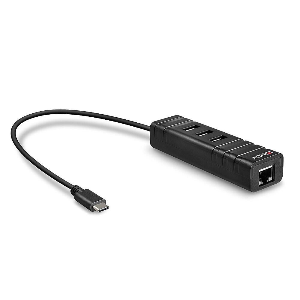 Lindy 43249 USB 3.1 hub en Gigabit Ethernet adapter, USB Type C