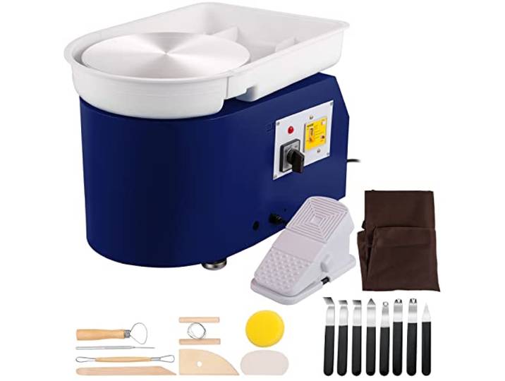VEVOR Machine à argile céramique\, 11\ \, puissance 350 W\, 220 V\, modèle TYLPJ28-OC\, machine pour roues en céramique\, pédale bleue\, pour l'enseignement scolaire\, bar en céramique et usage domestique\, etc