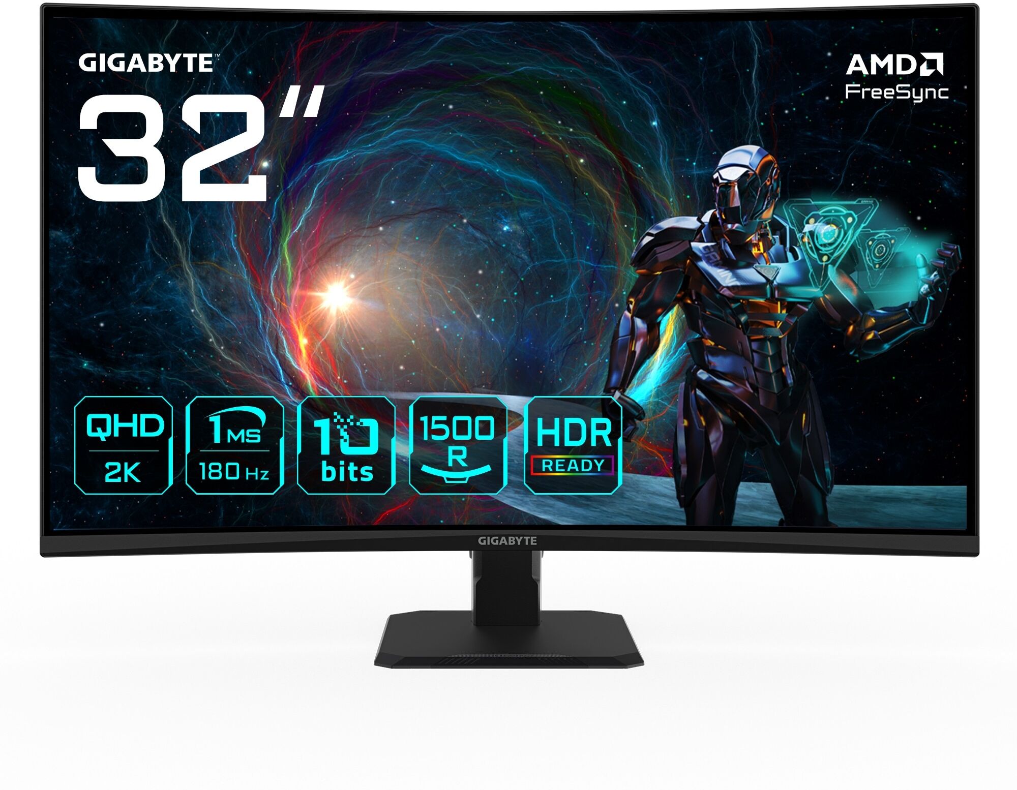 GIGABYTE Curved-LED-Monitor "GS32QCA", Energieeffizienz: G, schwarz, B:70,1cm H:49,7cm T:23,8cm, Monitore, neigbar, Eyesafe 2.0, HDR-Ready-, AMD FreeSync, Curved-LED-Monitor