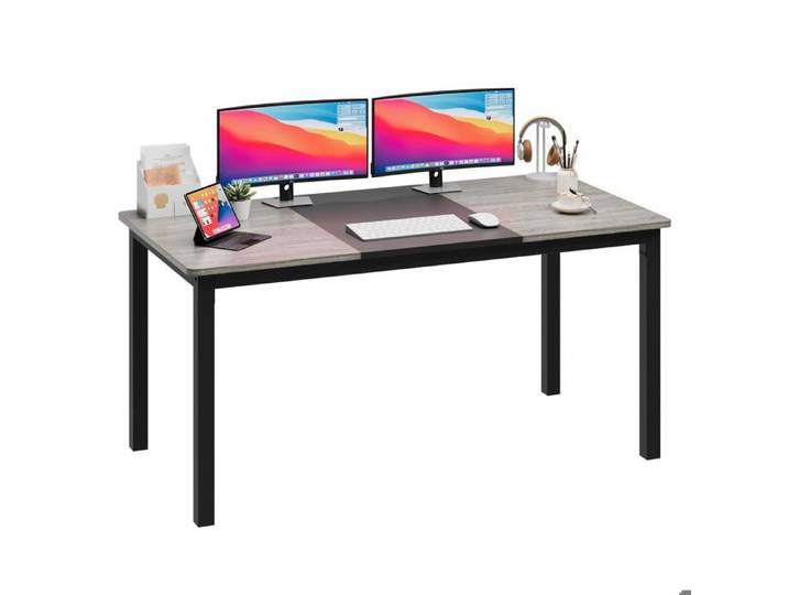 Bureau d'Ordinateur 160cm Table de Bureau Métal Style Simple Bureau de travail Bureau Robuste pour Étude Maison noir et gris
