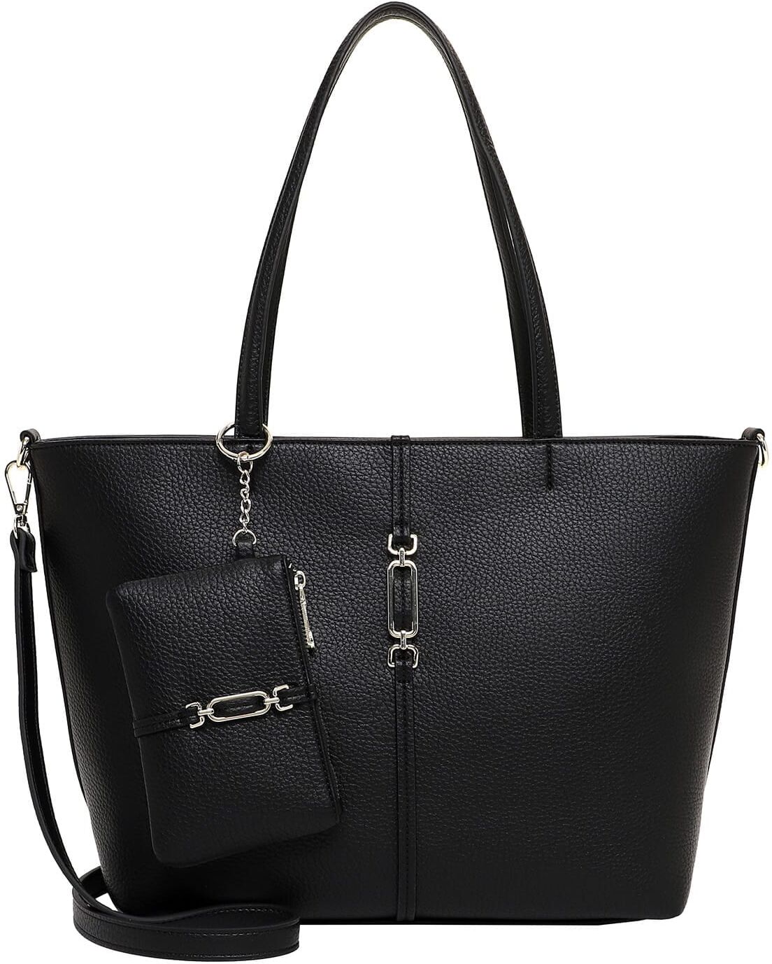 Shopper EMILY & NOAH "Shopper E&N Lewe", Damen, Gr. B/H/T: 45cm x 30cm x 15cm 0, schwarz (schwarz 100), Polyester, Taschen Shopper