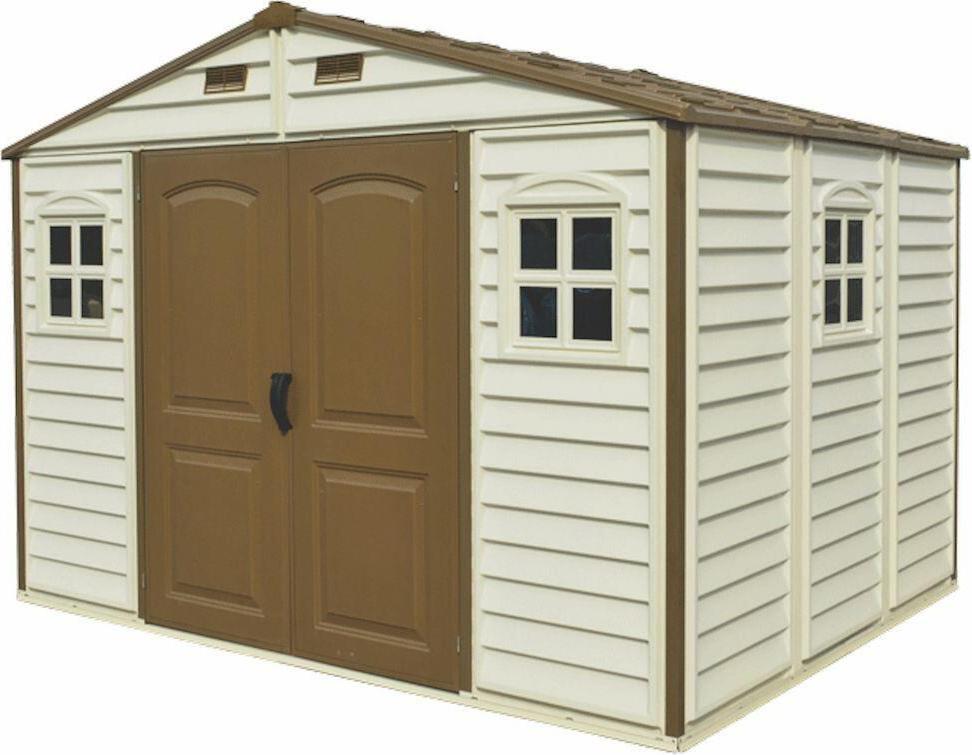 DURAMAX Gartenhaus Woodside 8 m² + Bodenaufbau Vinyl Beige 30214