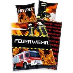 Herding Feuerwehr Bettwäsche Größe 80x80 + 135x200 cm