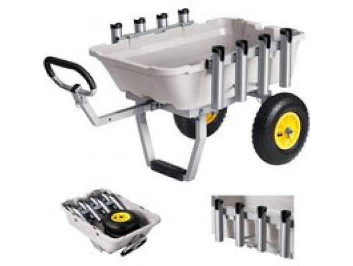 VEVOR Angelwagen Faltbar, 90,7kg Belastbarer Bollerwagen mit 2 All-Terrain-Gummireifen, Transportwagen mit Alugestell 8 Rutenhaltern, Multifunktionale Transportkarre für Angeln Camping Strand Outdoor