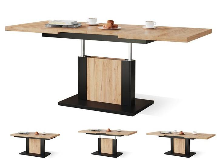 designimpex Couchtisch Design Orion stufenlos höhenverstellbar ausziehbar Esstisch