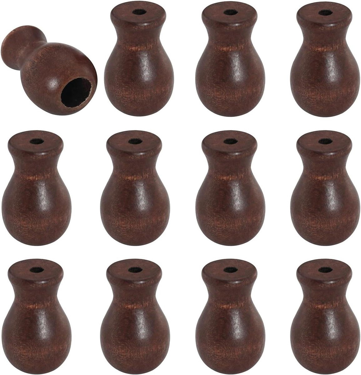 12 stuks Houten Koord Kwastjes in Bruin voor Gordijn Decoratie met Vaasvorm Design