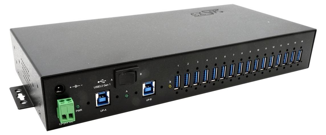 EXSYS EX-1526HMVS, USB 3.2 Gen 1 (3.1 Gen 1) Type-B, USB 3.2 Gen 1 (3.1 Gen 1) Type-A, 5000 Mbit/s, Schwarz, Metall