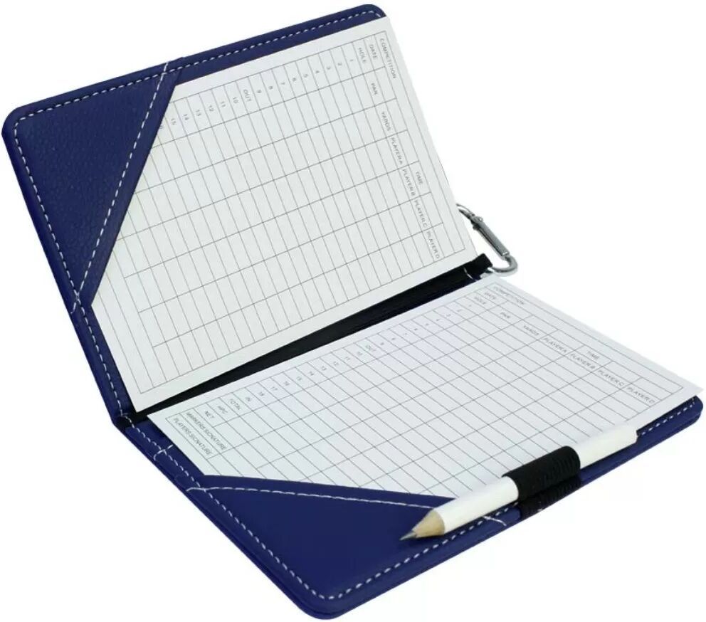 INF Premium PU Leder Golf Scorecard Halter mit Icon, Score Cards & Stift - 16x11cm Blau