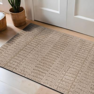 World Rug Gallery Vertical Dash Power Loomed Soft Shag High-Low Indoor Area Rug