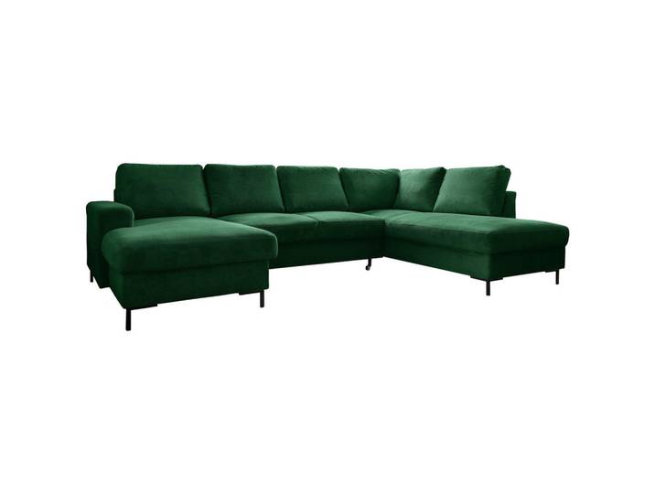 Mid.you Wohnlandschaft, Smaragdgrün, Metall, 8-Sitzer, U-Form, 303x197 cm, Made in EU, Liegefunktion, Rücken echt, Wohnzimmer, Sofas & Couches, Wohnlandschaften, Wohnlandschaft U-Form