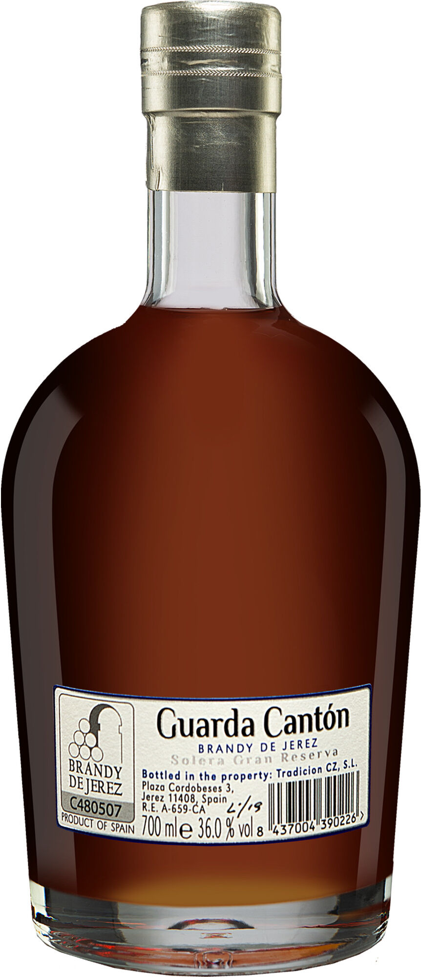 Tradición Tradicion Brandy »Guarda Cantón« Solera Gran Reserva - 0,7 L. 36% Vol. Brandy aus Spanien