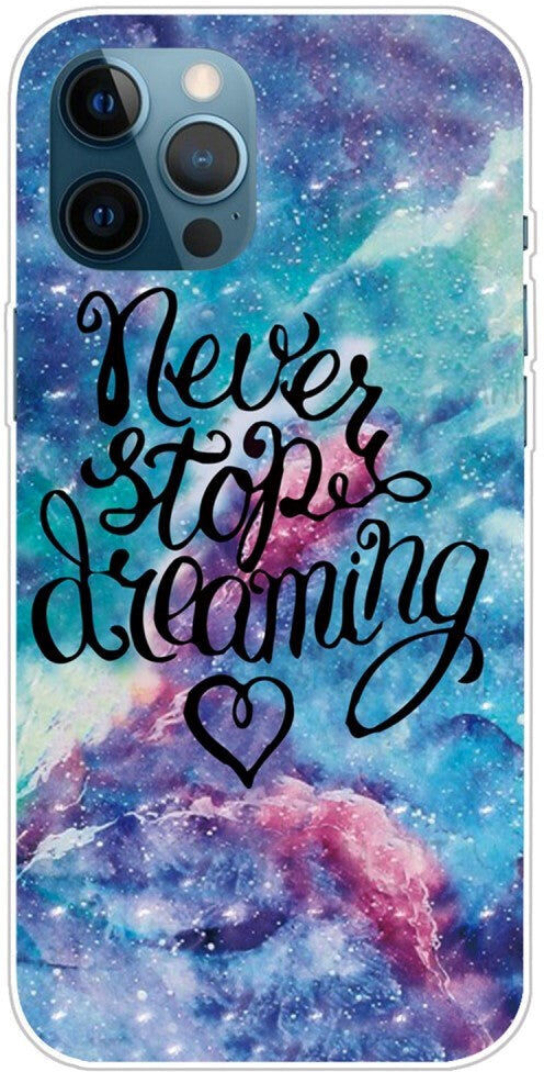 INCOVER iPhone 14 Pro Fleksibelt Plastik Bagside Cover - "Never Stop Dreaming"