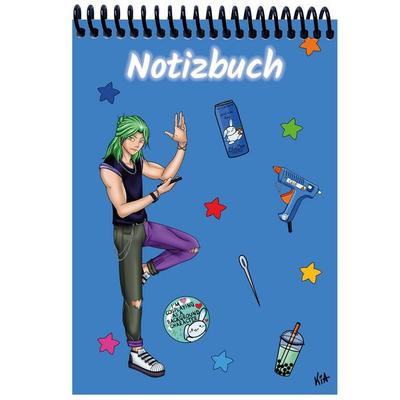A 4 Notizblock Manga Quinn, blau, liniert