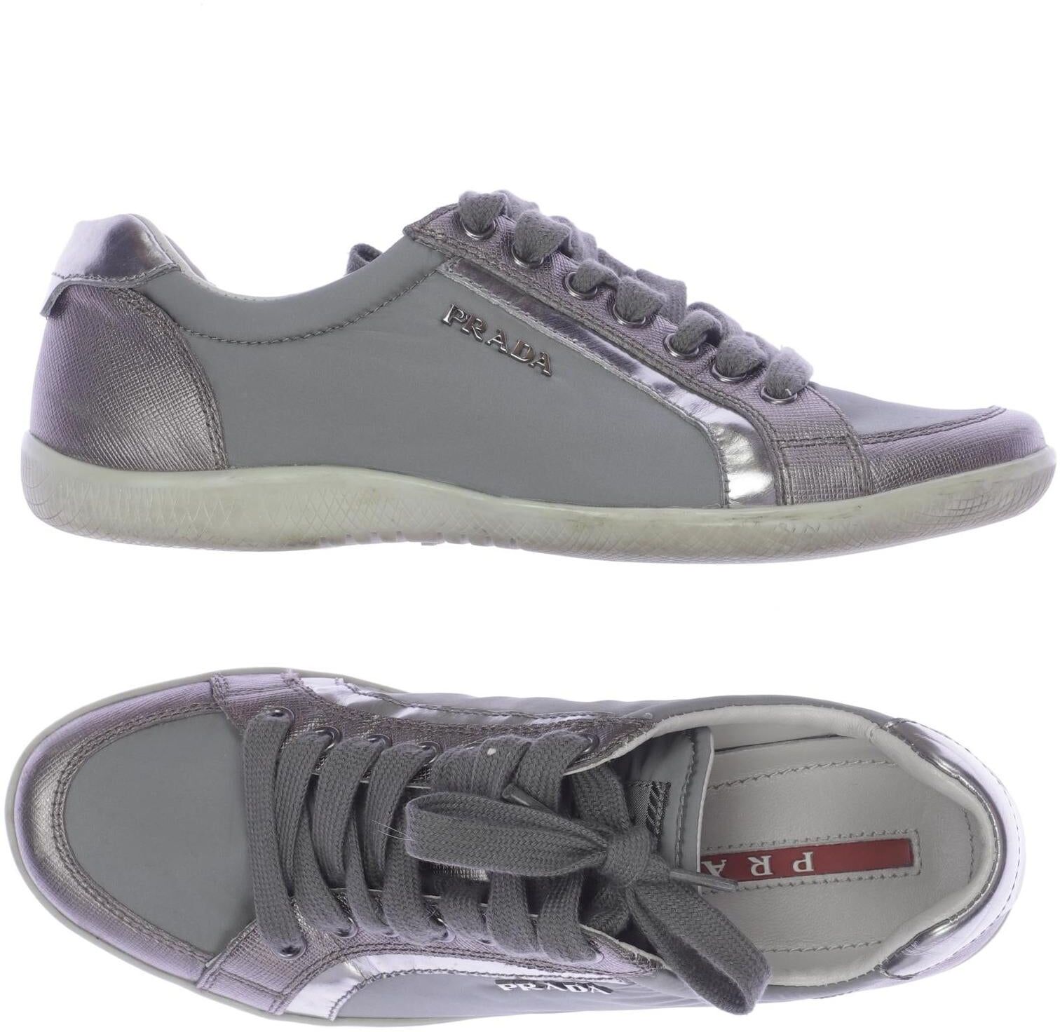 Prada Damen Sneaker, Grau, Gr. EU 35.5, Leder - Second Hand