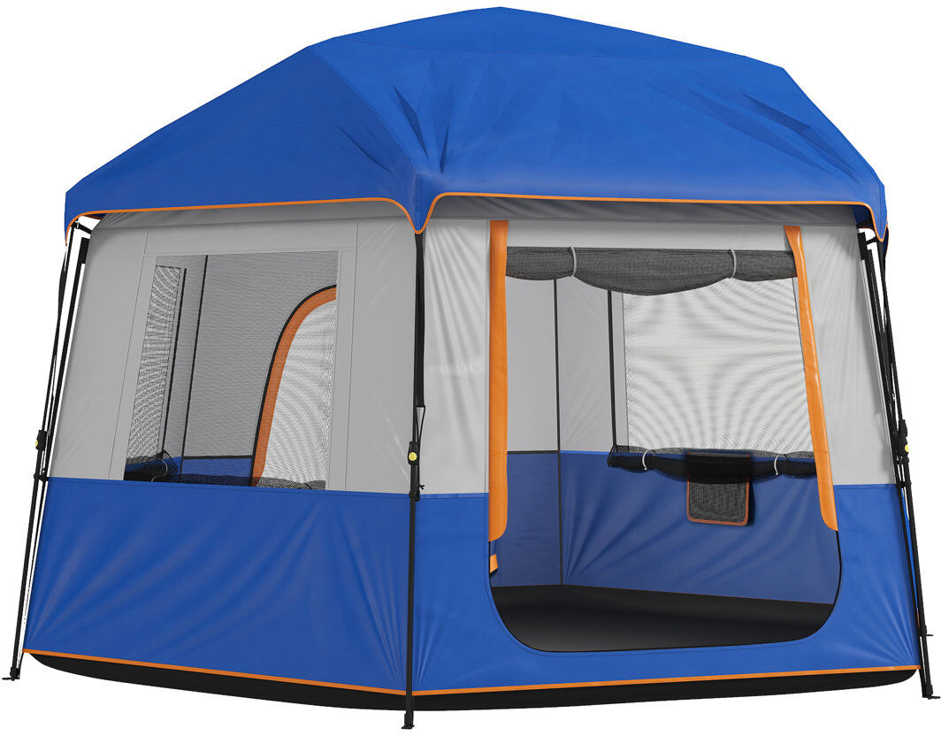 Outsunny 4-6 Person Easy Setup Camping Tent Waterproof Dome Tent Blue 4 Person
