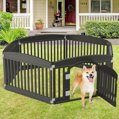PetsAreLife Dog Playpen Safe & Secure Indoor Outdoor Pet Fence, Folding & Portable Play Yard For Small To Medium Dogs black