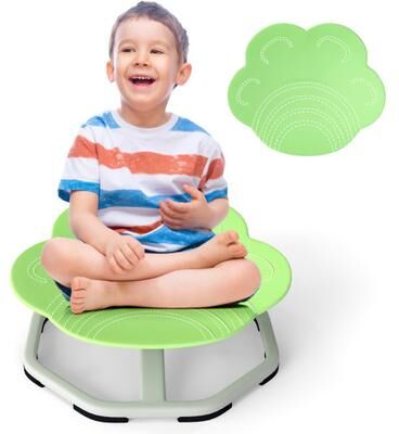 Costway Kids Sensory Swivel Chair Cat Claw 360° Spinning Chair with Non-Slip Metal Base-Green