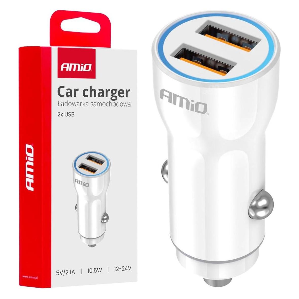 Amio Ładowarka Ładowarka samochodowa 2x usb-a 20w amio-03879 (47792320)