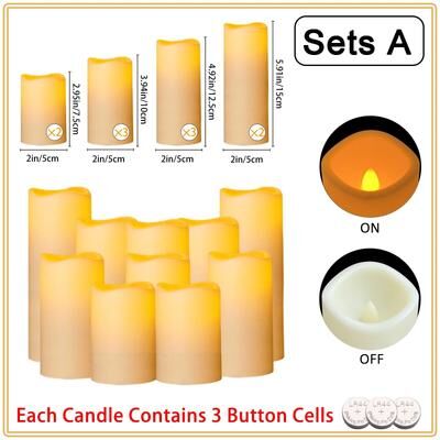 Uplifted Finds 10 To 60 Pcs LED Flameless Pillar Candles Flickering Candlelight Set For Weddings Concerts And Party Decor set A 50 Pcs