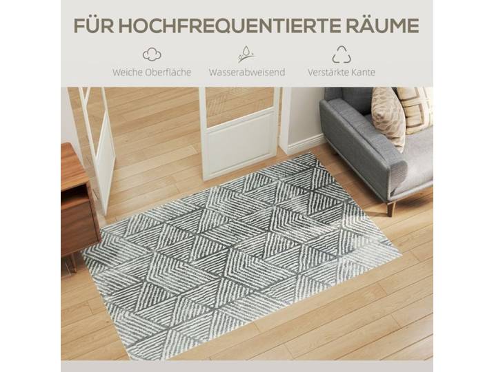 BEL Tapis moderne lavable 150×80cm gris foncé pour salon et chambre entretien facile design contemporain et doux au toucher
