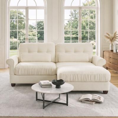 Unbranded "69.2"" Modular Chenille 2-Seater Sofa, Rolled Arms with Lumbar Pillows Loveseat"